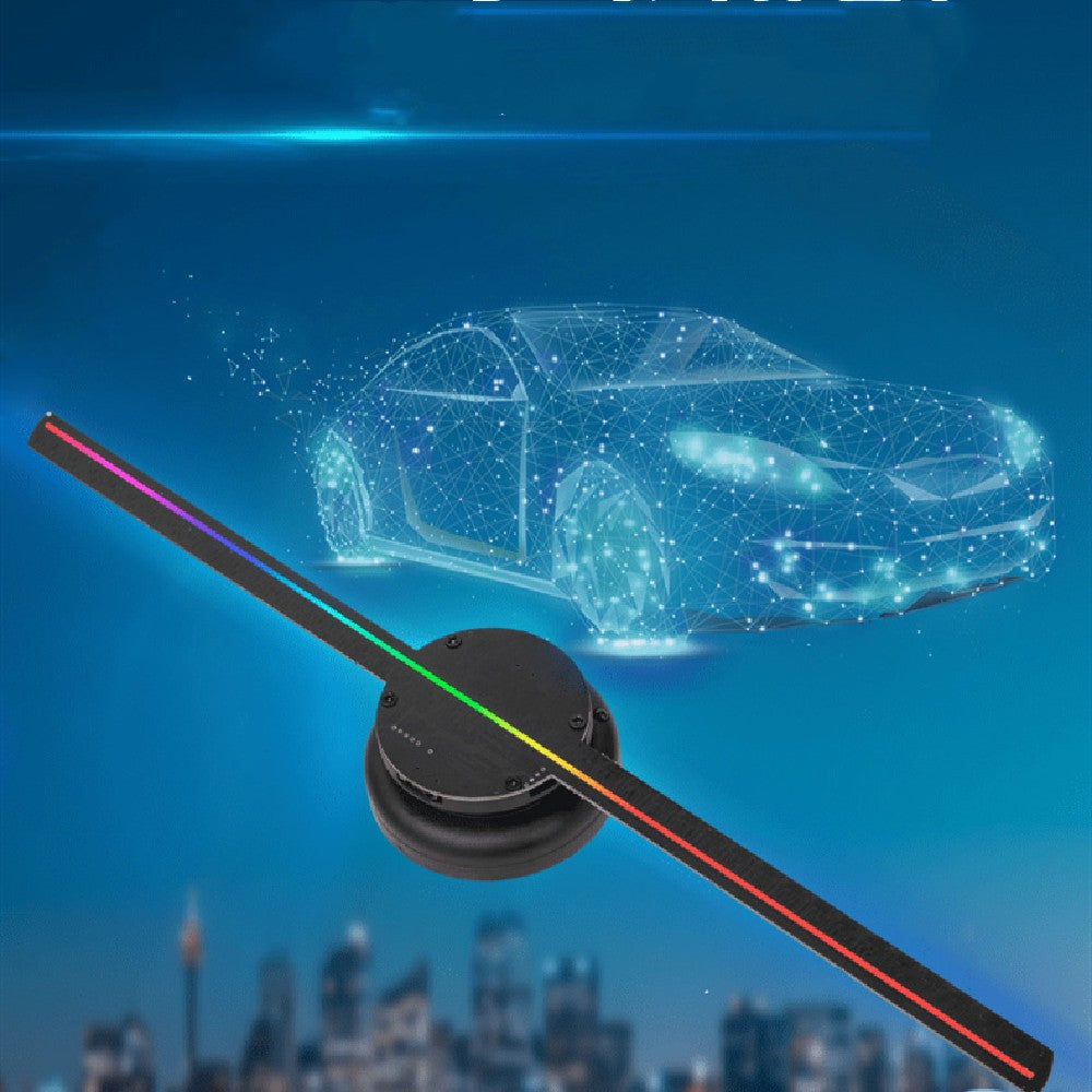 3D hologram fan displaying floating logo animation